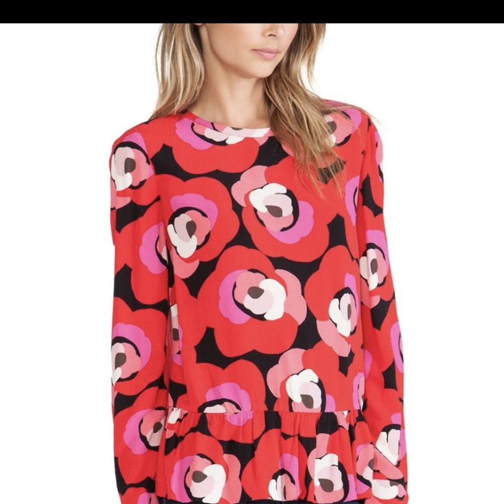 Kate Spade Rose Peplum Top